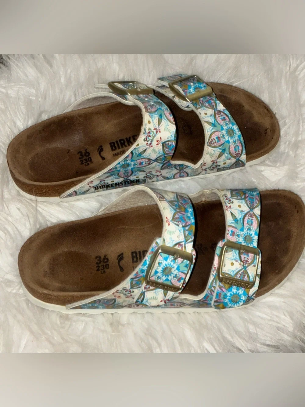 Birkenstock Flor Boho Flowers White Sz 36